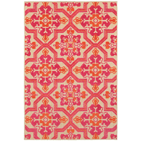 3'10" X 5' 5" Outdoor Sand/ Pink Rectangle