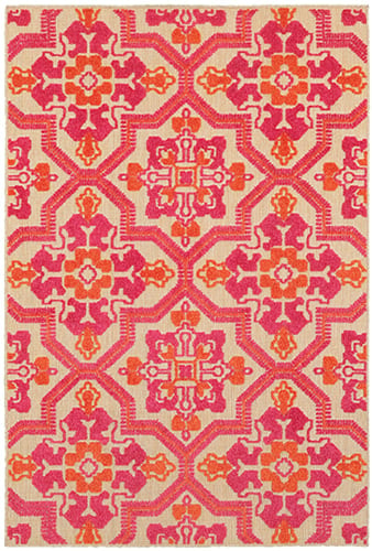 3'10" X  5' 5" Outdoor Sand/ Pink Rectangle Rug
