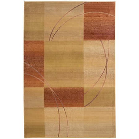 8' Contemporary Beige/ Rust Square Rug