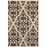 3'10" X  5' 5" Outdoor Sand/ Charcoal Rectangle Rug