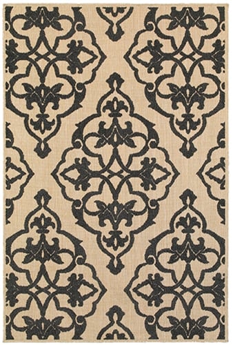 7'10" X 10'10" Outdoor Sand/ Charcoal Rectangle Rug