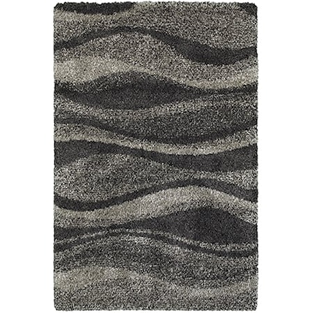 5' 3" X  7' 6" Shag Grey/ Charcoal Rectangle