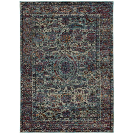 3' 3" X 5' 2" Casual Blue/ Purple Rectangle