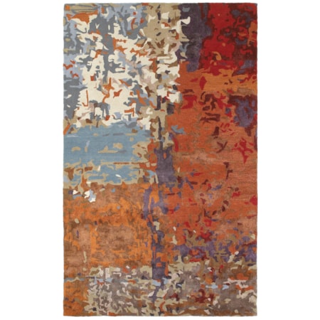 8' 0" X 10' 0" Contemporary Multi/ Orange Re
