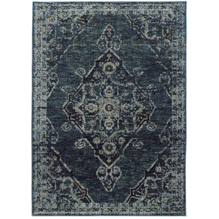 3' 3" X  5' 2" Casual Blue/ Blue Rectangle R