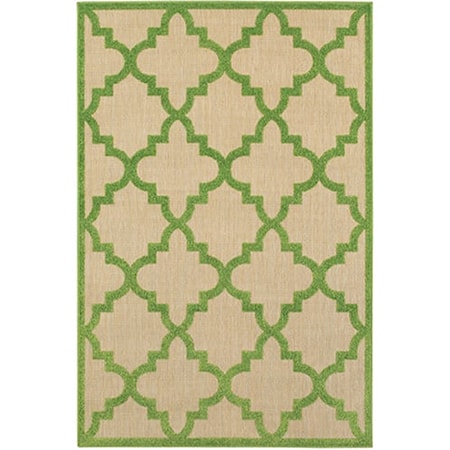7'10" X 10'10" Outdoor Sand/ Green Rectangle Rug