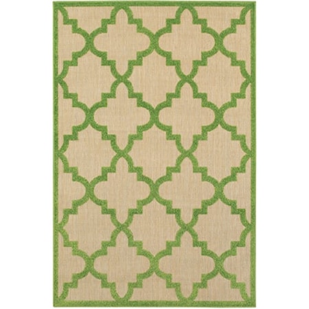 5' 3" X  7' 6" Outdoor Sand/ Green Rectangle