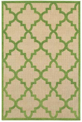 5' 3" X  7' 6" Outdoor Sand/ Green Rectangle Rug