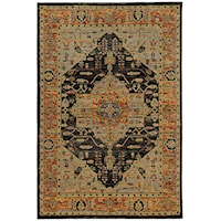 7'10" X 10'10" Traditional Gold/ Grey Rectangle Rug