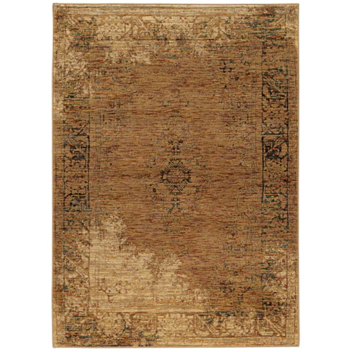 3' 3" X  5' 2" Casual Gold/ Brown Rectangle Rug