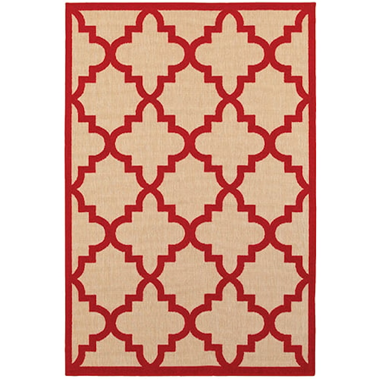 Oriental Weavers Cayman 5' 3" X  7' 6" Outdoor Sand/ Red Rectangle R