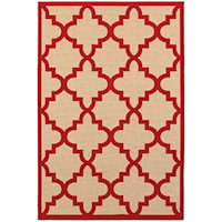 6' 7" X  9' 6" Outdoor Sand/ Red Rectangle Rug