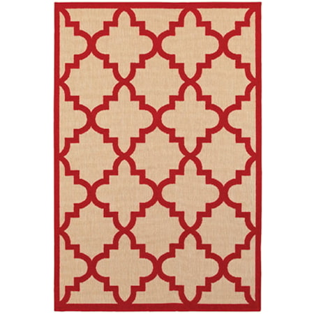 6' 7" X 9' 6" Outdoor Sand/ Red Rectangle R