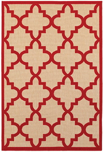 7'10" X 10'10" Outdoor Sand/ Red Rectangle Rug