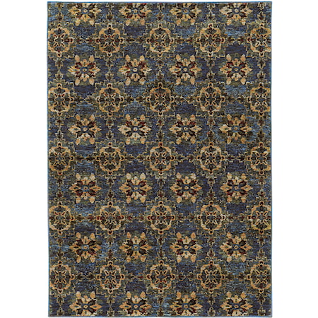 7'10" X 10'10" Casual Blue/ Gold Rectangle R