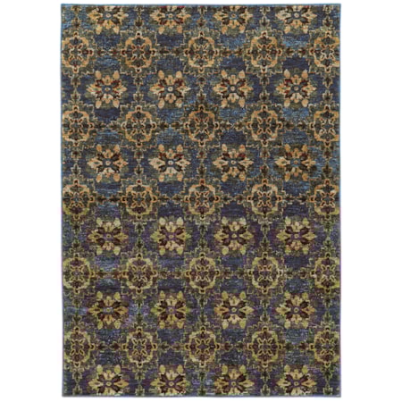 8' 6" X 11' 7" Casual Blue/ Gold Rectangle R