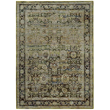 7'10" X 10'10" Casual Green/ Brown Rectangle Rug