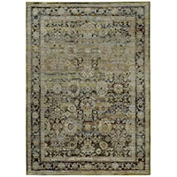 6' 7" X  9' 6" Casual Green/ Brown Rectangle Rug