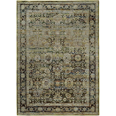 6' 7" X  9' 6" Casual Green/ Brown Rectangle Rug