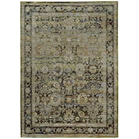 5' 3" X  7' 3" Casual Green/ Brown Rectangle Rug