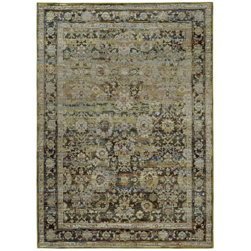 5' 3" X  7' 3" Casual Green/ Brown Rectangle Rug