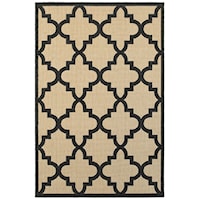 6' 7" X  9' 6" Outdoor Sand/ Charcoal Rectangle Rug