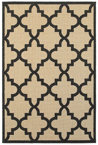 9'10" X 12'10" Outdoor Sand/ Charcoal Rectangle Rug