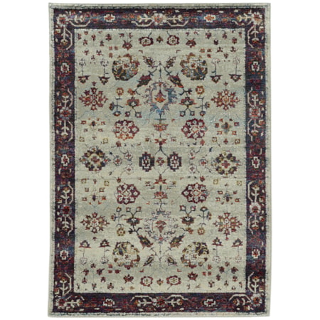 3' 3" X  5' 2" Casual Stone/ Red Rectangle R