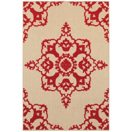 3'10" X 5' 5" Outdoor Sand/ Red Rectangle R