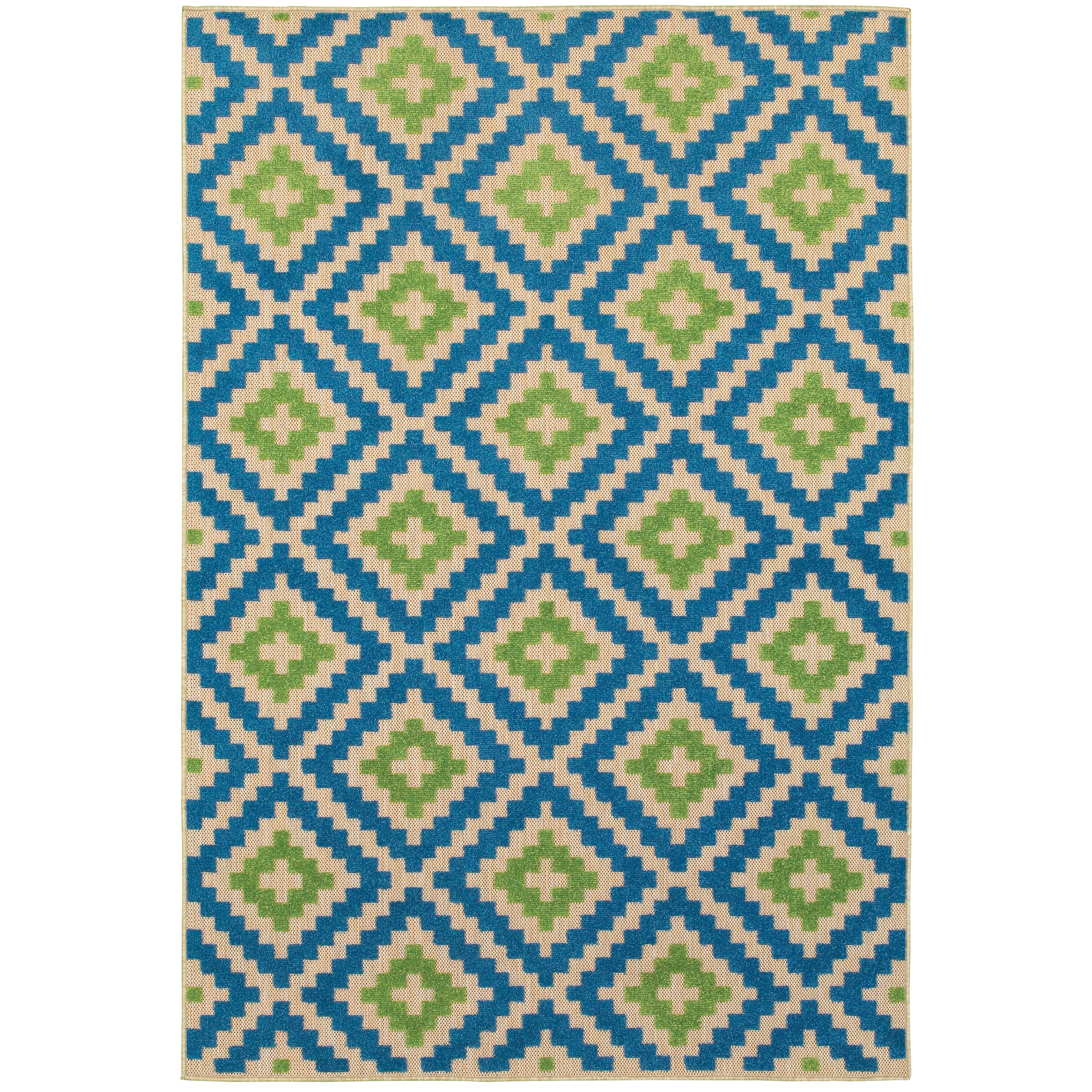 9'10" X 12'10" Outdoor Sand/ Blue Rectangle