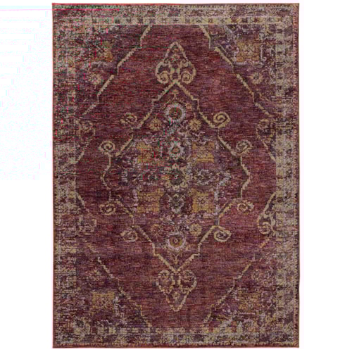 7'10" X 10'10" Casual Red/ Gold Rectangle Rug