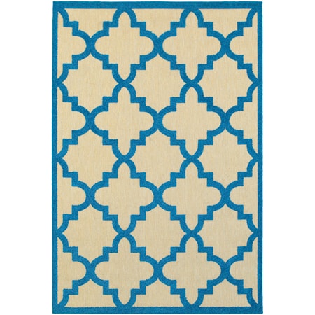 3'10" X  5' 5" Outdoor Sand/ Blue Rectangle