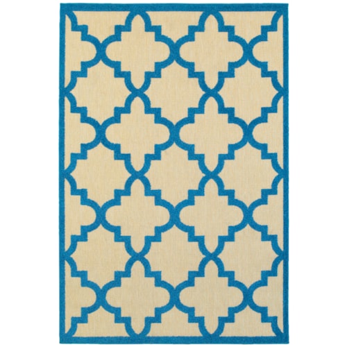 7'10" X 10'10" Outdoor Sand/ Blue Rectangle Rug