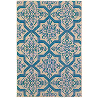 3'10" X  5' 5" Outdoor Sand/ Blue Rectangle Rug