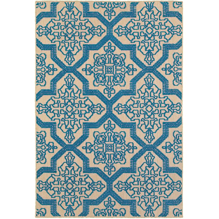 5' 3" X  7' 6" Outdoor Sand/ Blue Rectangle