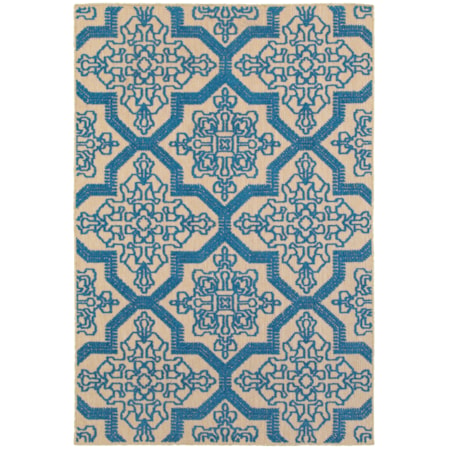 3'10" X 5' 5" Outdoor Sand/ Blue Rectangle