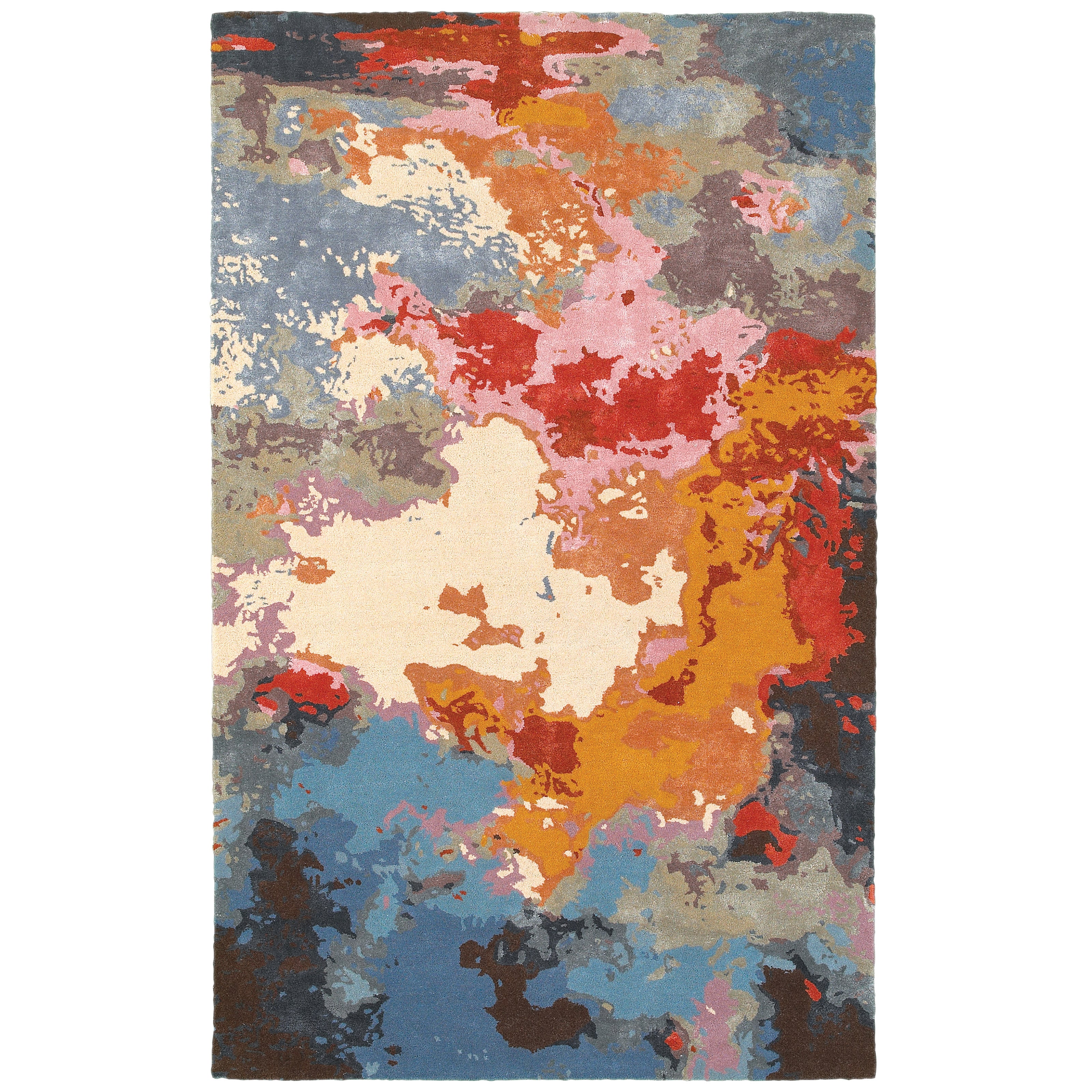8' 0" X 10' 0" Contemporary Multi/ Pink Rect