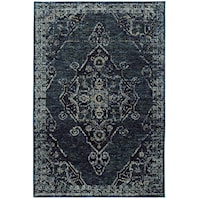 6' 7" X  9' 6" Casual Blue/ Blue Rectangle Rug