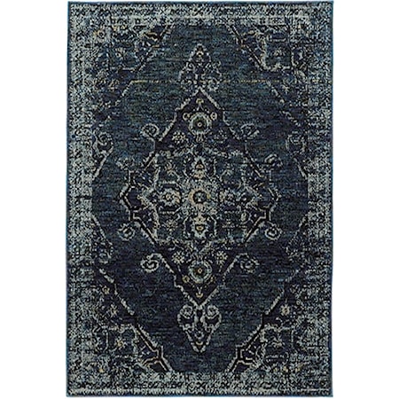 3' 3" X  5' 2" Casual Blue/ Blue Rectangle R