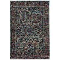 7'10" X 10'10" Casual Blue/ Purple Rectangle Rug