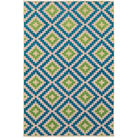 3'10" X  5' 5" Outdoor Sand/ Blue Rectangle Rug