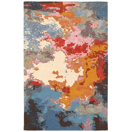 8' 0" X 10' 0" Contemporary Multi/ Pink Rect