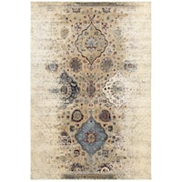 5' 3" X  7' 6" Casual Ivory/ Blue Rectangle Rug