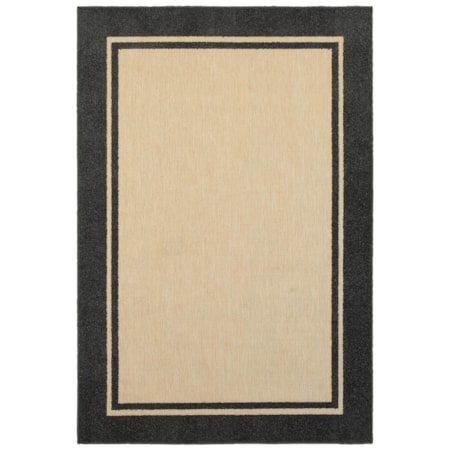 6' 7" X 9' 6" Outdoor Sand/ Charcoal Rectan