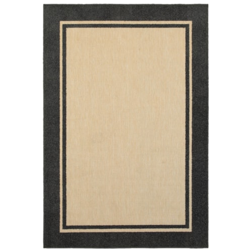 6' 7" X  9' 6" Outdoor Sand/ Charcoal Rectangle Rug