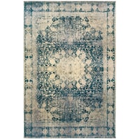 7'10" X 10'10" Traditional Ivory/ Blue Rectangle Rug