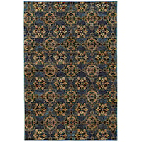 6' 7" X  9' 6" Casual Blue/ Gold Rectangle Rug