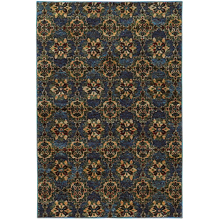 3' 3" X  5' 2" Casual Blue/ Gold Rectangle R