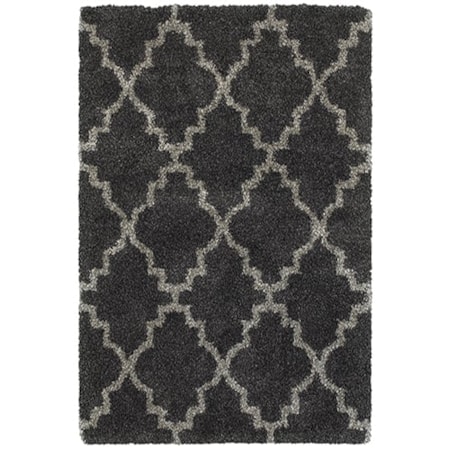 6' 7" X 9' 6" Shag Charcoal/ Grey Rectangle