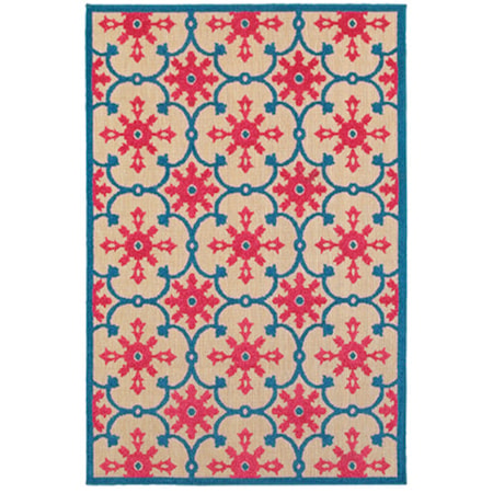 5' 3" X 7' 6" Outdoor Sand/ Pink Rectangle